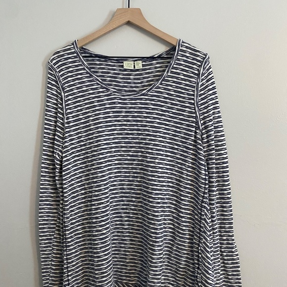 Lucy & Laurel Long Sleeve Knit Top Blue/White Striped XL Made in UK - Picture 1 of 7